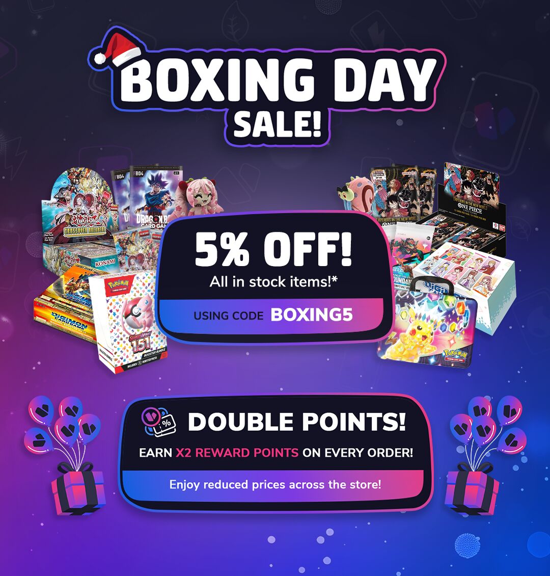 Boxing Day Sale - 5% Discount - X2 Double Reward Points - Price Drops banner.